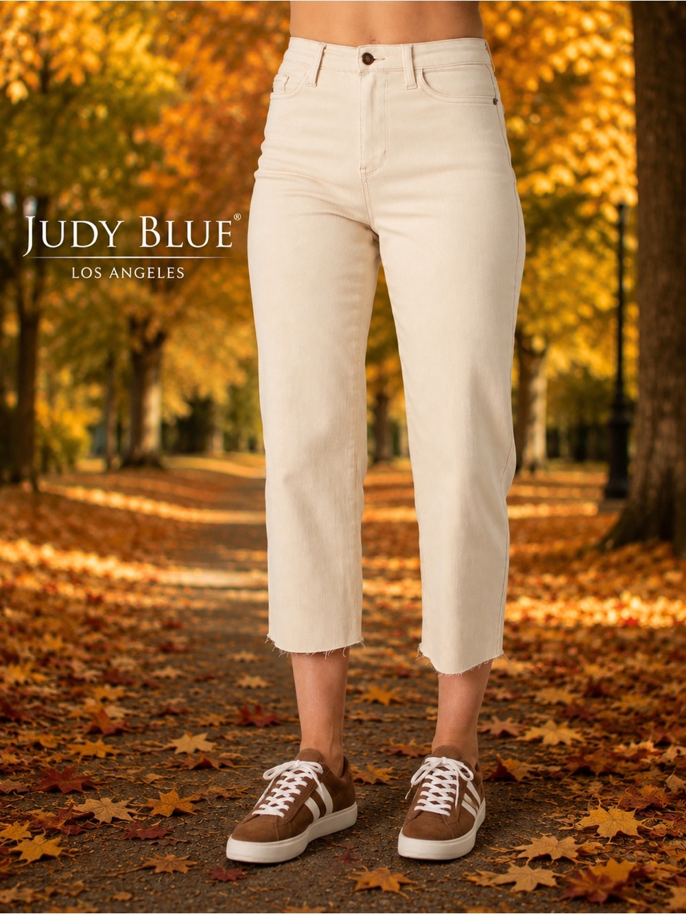 Judy Blue Bone High Rise Wide Leg Crop Jeans Raw Hem Size 13 31